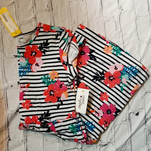 Rumi and Ryder Striped Floral Girls Dress NWT - Picture 3 of 10